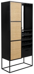 Dulap vinotecă din ratan negru pentru 16 sticle, 80x175 cm Guuji - White Label