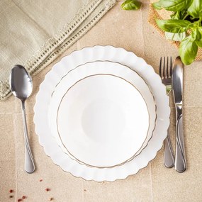 Veselă Kinghoff KH 1921, 18 bucăți, Pentru 6 persoane, Sticlă opală, Alb / Elastic