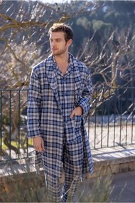 Halat de flanel pentru bărbați LUCAS XXL Albastru închis / Navy