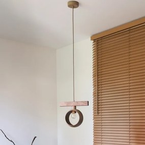 Duolla - Pendul suspendat pe cablu IRONLINE 1xE27/15W/230V pin/stejar/bej
