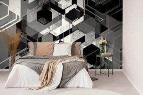 Tapet autoadeziv geometrie alb-negru