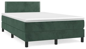 3269834 vidaXL Pat box spring cu saltea, verde închis, 120x190 cm, catifea