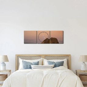 Tablou cuu apus de soare în stânci (cu ceas) (90x30 cm)