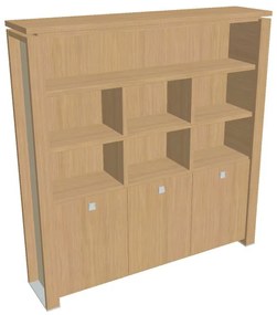 Dulap înalt Verno+ S 200 x 46 x 210 cm, cu rafturi, stejar deschis / vanilie