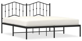 373792 vidaXL Cadru de pat metalic cu tăblie, negru, 160x200 cm