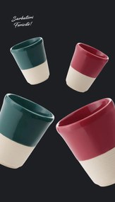 Set Cadou 4 Pahare Ceramica Arhitect Glaze Sarbatori (2 Pahare Rosii 200ml, 2 Pahare Verzi 200ml)