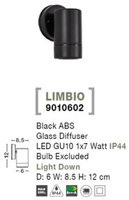 Aplica perete de exterior cu iluminat ambiental IP44 LIMBIO I neagra