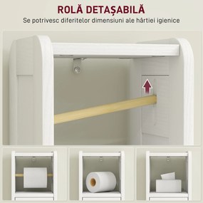 HOMCOM Dulap Compact pentru Baie cu Suport Hârtie Igienică - Alb | Aosom Romania