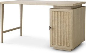 Birou Design LUX, Lemn, Rattan, Borchard stejar albit