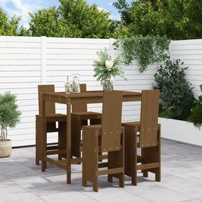 vidaXL Set mobilier bar de grădină, 5 piese, maro miere lemn masiv pin