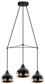 Lustră pe cablu YILDO, 3xE27/40W/230V, negru/cupru