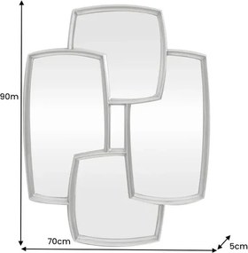 Oglinda perete design geometric QUADRA 90cm argintiu