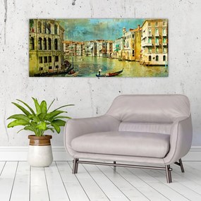 Tablou - Canalul de la Veneția și gondole (120x50 cm)
