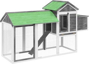 vidaXL Coteț de găini, gri, 193x65x117 cm, lemn masiv de pin