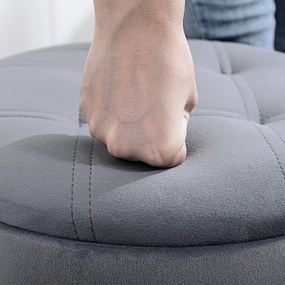 HOMCOM Round Bar Stool, Height Adjustable Swivel Pub Chair with Storage and Metal Base, Backless Tufted Makeup Stool for Breakfast Counter, Kitchen Island, Bedroom, Living Room, Grey | Aosom Romania