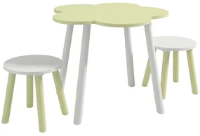 ZONEKIZ Set Mobilier pentru Copii, Masă cu 2 Scaune, Spațiu de Joacă și Activități, 2-5 ani, Galben | Aosom Romania