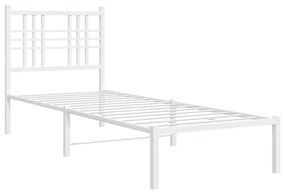 376363 vidaXL Cadru de pat metalic cu tăblie, alb, 75x190 cm