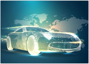 Tablou - Mașină din forme geometrice (70x50 cm)