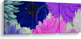 Tablou cu flori colorate (cu ceas) (90x30 cm)