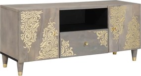 vidaXL Cabinet TV cu sertar Gri 105 x 33 x 46 cm Lemn de mango solid