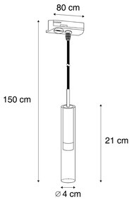 Spot modern negru cu sticlă fumurie pentru sistem de șină monofazat - Slimline Loyce