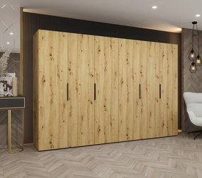 Dulap de haine 300 cm Mirabella 1 (Stejar artisan + Negru). 1126380
