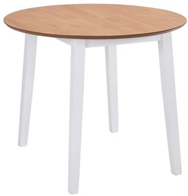 vidaXL Masă de bucătărie extensibilă, rotund, MDF, alb