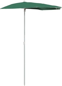 vidaXL Umbrelă de grădină cu stâlp, verde, 180x90 cm, semirotundă