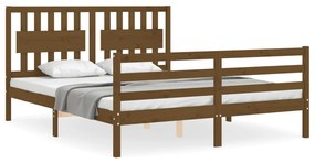 3194324 vidaXL Cadru de pat cu tăblie, maro miere, 160x200 cm, lemn masiv