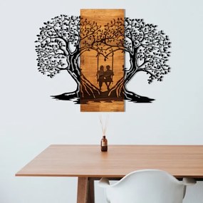 Decorațiune de perete 76x58 cm lemn/metal copaci