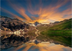 Tablou pe sticlă - Oglindirea în lacul montan (70x50 cm)