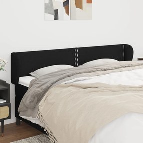 Tablie de pat cu aripioare negru 203x23x78 88 cm textil 1, Negru, 203 x 23 x 78 88 cm