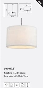 Lustra suspendata cu abajur plusat Chelsea