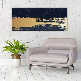 Tablou - Albastru și aur abstracție N⁰2 (120x50 cm)