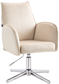 HR280CROSS Scaun Crem din Catifea cu Bază Cromata