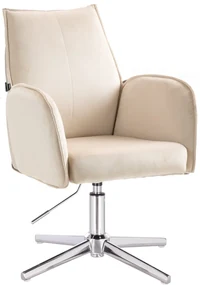 HR280CROSS Scaun Crem din Catifea cu Bază Cromata