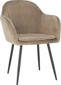 Scaun ZIRKON, gri-maro taupe/negru, stofa catifelata/metal, 56x55x82 c