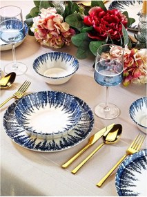 Set de cina MCH-01-18-PRC, 18 piese, albastru/alb, portelan