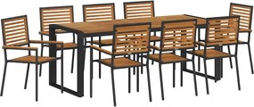 vidaXL Set de masă pentru grădină 9 pcs Negru și Maro poliratan