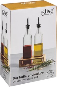 Sticle pentru ulei si otet in suport din bambus GUSTO, 2x 480 ml