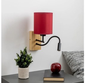 Lampă LED de perete Brilagi NUBILA WOOD 1xE27/25W/230V + LED/3W stejar/roșu Pompeian