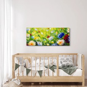 Tablou - Pictură în ulei, pajiște înflorită (120x50 cm)
