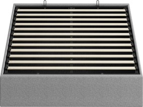 HOMCOM Cadru Pat Matrimonial 140x190 cm, Pat cu Spațiu de Depozitare, Pistoane cu Gaz, Lamele din Lemn, Fără Saltea, Silențios, Ușor de Montat, Înălțime 28 cm, Gri | Aosom Romania