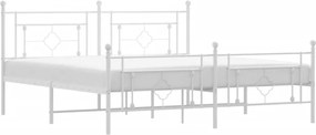vidaXL Cadru de pat metalic cu tăblie de cap/picioare, alb, 183x213 cm