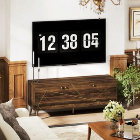 HOMCOM Măsuță TV mobilier TV din lemn pentru televizor de până la 60 de inch cu dulapuri rafturi picioare din oțel 130 x 40 x 52 cm maro | Aosom Romania