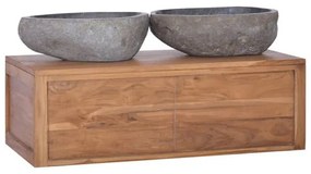 vidaXL Dulap de baie suspendat, 90 x 45 x 30 cm, lemn masiv de tec