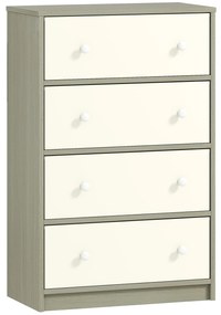 HOMCOM Comodă Modernă cu 4 Sertare Pliabile 58x30x91 cm, Alb și Gri | Aosom Romania