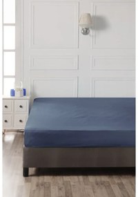 Cearceaf albastru închis din bumbac cu elastic 140x200 cm – Mijolnir