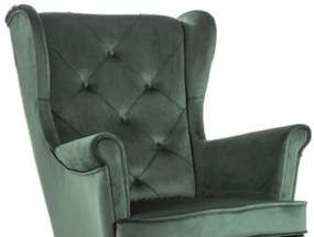 Fotoliu tapitat catifea Culoare Verde / Wenge, LADY VELVET