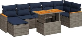 vidaXL Set canapele de grădină cu perne, 8 piese, gri, poliratan